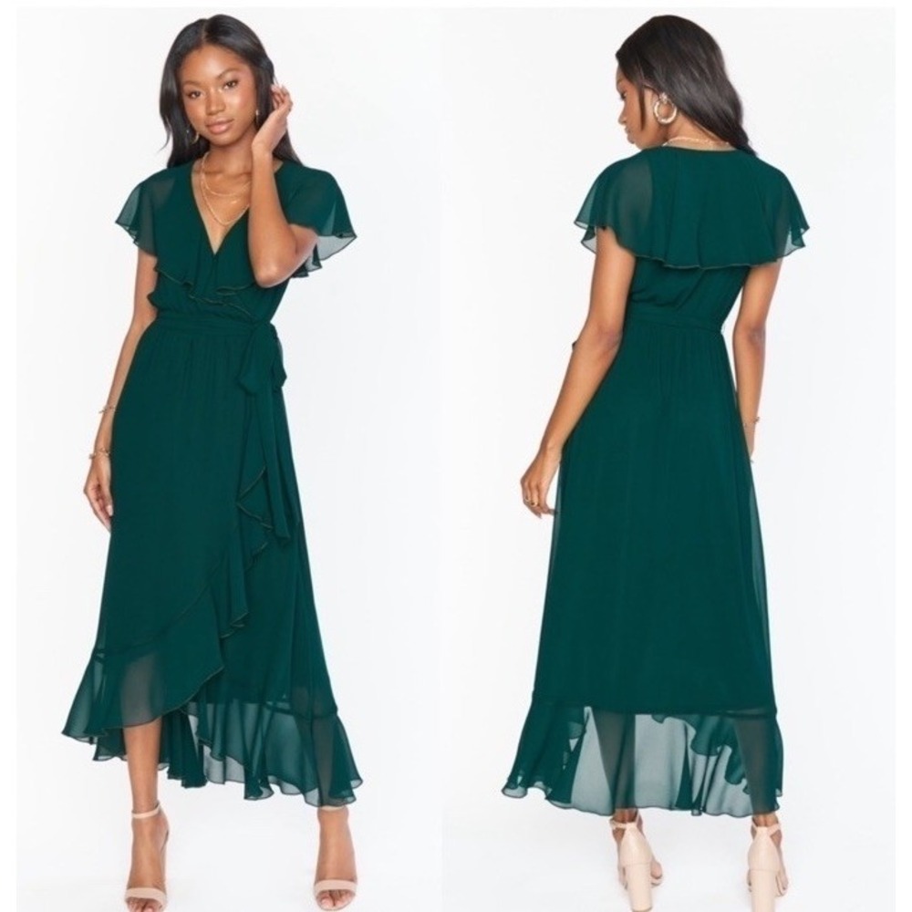 NEW Show Me Your Mumu Jess Ruffle Midi‎ Dress Women 1X Emerald WEDDING FORMAL